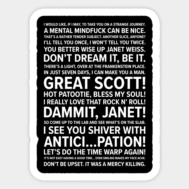 Rocky Horror Quotes Sticker by barberdesigniow
